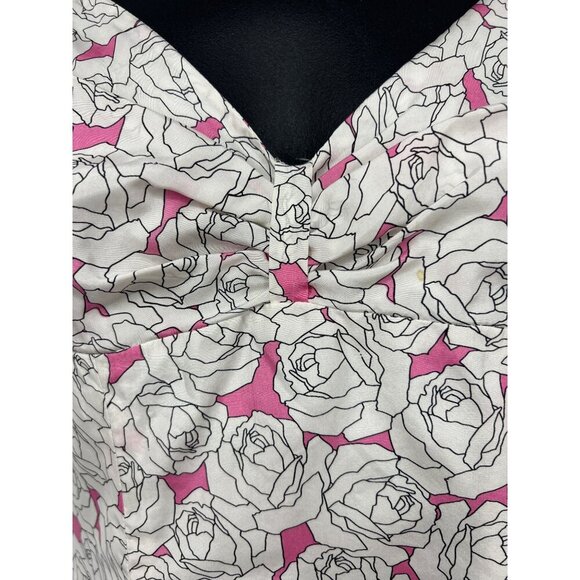 Bebe White Pink Rose Silk Dress Size Small S Shift Romantic Sleeveless EUC - Picture 4 of 11